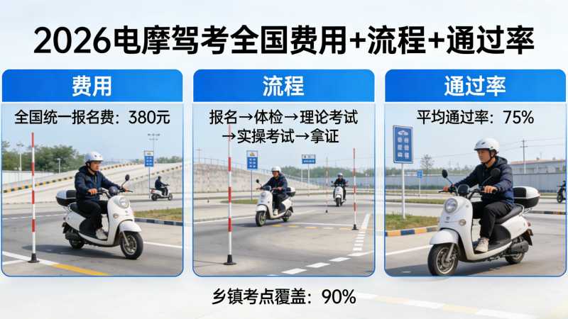 2026电摩驾考全国费用+流程+通过率，乡镇也能考